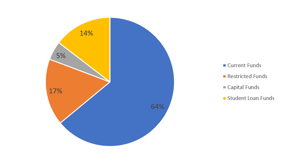 pie chart of University fund categories